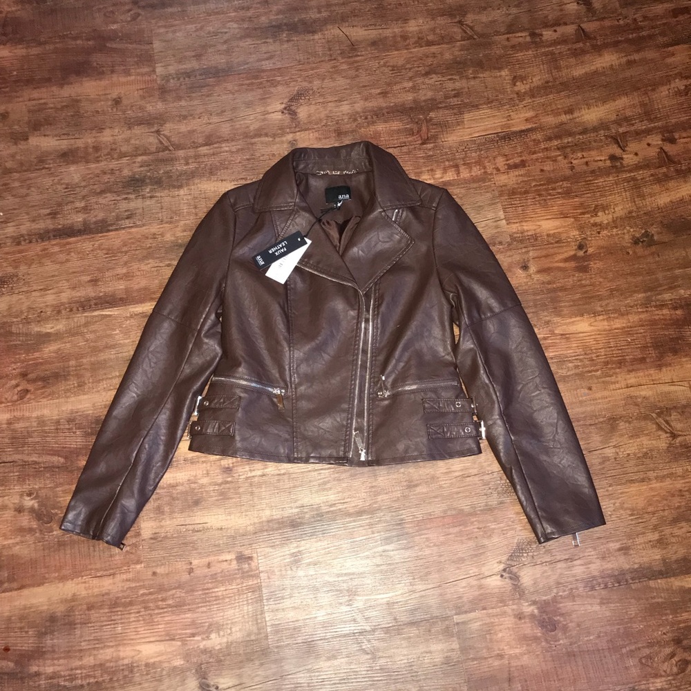 Dark brown faux leather jacket